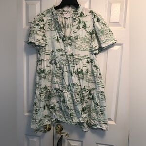 Sugarlips Green and White Toile Dress